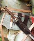 Brown PU Leather Medieval Sword Dagger Frog Scabbard With Adjustable Rope vintage style sheath for cosplay on armor