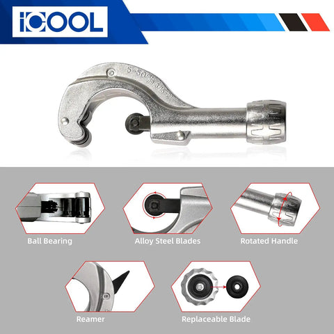 Heavy Duty Pro Grade Hydraulic Tube Expander Swaging Kit With Cutter And Deburring Tool close-up of cutter and blade features