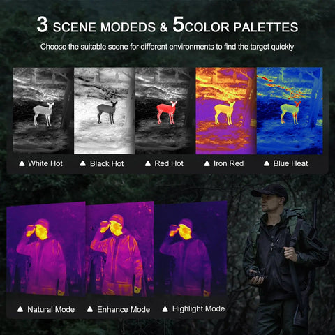 Night Hunting Ready Thermal Imaging Monocular With 384x288 Sensor And 12 Micron Detector color palettes display