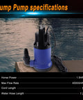 Heavy Duty Submersible Sump Pump Pumps A Badass Four Thousand Gallon Per Hour Flow With A Solid One Point One Kilowatt Motor on a dock.