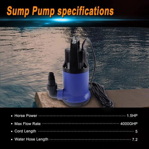 Heavy Duty Submersible Sump Pump Pumps A Badass Four Thousand Gallon Per Hour Flow With A Solid One Point One Kilowatt Motor on a dock.