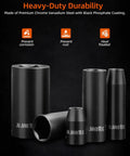 Heavy Duty One Half Inch Drive Impact Socket Set With Adapters And Ratchet Handle, 65 Piece Deep And Shallow Kit in black finish