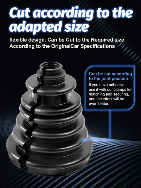 CV Boot Split Kit For 128mm Tall Wear Resistant CV Boot With Full Length Tongue And Groove Split Easy Installation Replaces Worn Universal Gaiter And Shields Your Drivetrain, cut-to-size