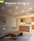 12 Pack 6 Inch Led Recessed Downlights Featuring A Slick Canless Wafer Design And Adjustable Color Temps That Pump Out Bright High Lumens for stepless dimming in modern living room.