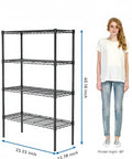 Professional Grade Badass Workhorse Four Tier Metal Wire Shelving Rack, 40.16" tall, 23.23" wide, ideal for garage kitchen bathroom storage.
