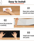 Easy installation steps for Non Slip Carpet Stair Treads For Wooden Stairs Indoor Stick On Runners 14 Pcs 8x30 Inches Black.