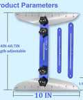 Stair Treads Gauge Template Tool Adjustable Staircase Jig with measuring set, 11.4-60.7 inches, shown against a blue background.
