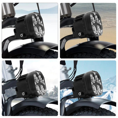 Rad Power Bikes Headlight Replacement Kit 6000K LED Waterproof Headlamp With Four Ultra Bright Bulbs for e-bike front mount