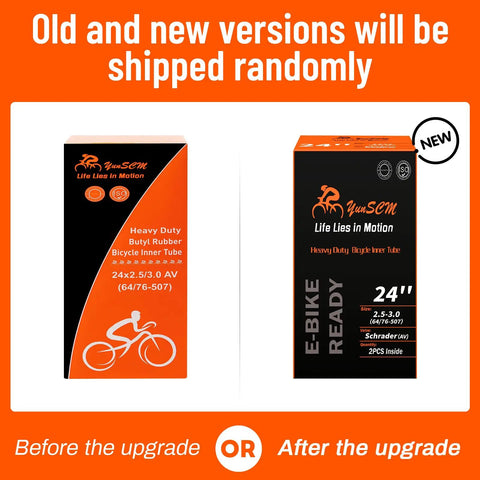 Beefy Fat Bike Inner Tubes 24 X 2.5 To 3.0 With Schrader Valve AV32mm Butyl Rubber Heavy Duty 2-Pack packaging