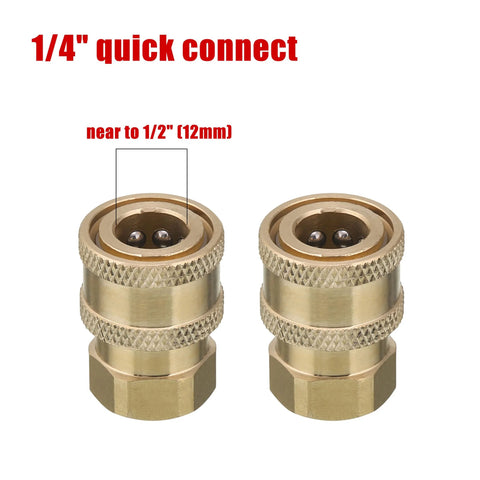 Tool Daily pressure washer coupler, brass 1/4-inch quick-connect, front view of two fittings
