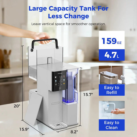 No Fuss Countertop Reverse Osmosis Water Filter Dishing Out Hot And Cold Sips Anytime You Crave, showing large capacity tank.