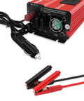 Heavy Duty 1200W Car Power Inverter 12V To 110V AC Converter with input/output ports and cables for easy hook-up.