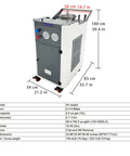 Heavy Duty Pneumatic Chip Remover And Air Powered Coolant Tank Cleaner For Cutting Fluid Filtration Sump Cleaning Cart with dimensions and features.