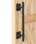 Rustic Matte Black 12 Inch Rhombus Barn Door Handles For Sliding Doors Heavy Duty Solid Metal Pull Handles shown installed on door