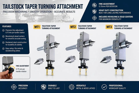 Tailstock Taper Turning Attachment With Revolving And Dead Centers For Lathe Pro Grade Precise 0.75mm Per Rotation