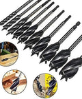 Killer Cut 11 Piece Hex Shank Wood Drill Bit Set 10mm To 32mm showcasing four slot spiral drills for smooth piercing.