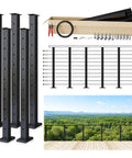 16 To 20 Ft Modular Black Cable Railing Kit For Decks With 36 Inch Posts And 5 Level Post Kit, Complete Set, Easy DIY Install