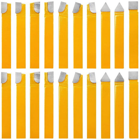 20 Piece Half Inch Carbide Tipped Cutter Tool Bit Set for Metal Lathe Tooling with AR8 AL8 BR8 BL8 E8 C8 Bits