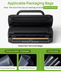 Powerful Vacuum Sealer For Food 90kPa With Dry And Moist Modes showing open design with sealing wire and packaging bag options