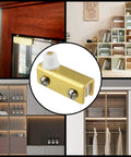 Killer Gold Glass Door Pivot Hinge Eight Piece Kit For Cabinet And Showcase Display Featuring Slick Clamp Design And Hassle Free Zero Drill Setup For Four To Six Millimeter Glass Panels