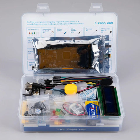 Mega R3 2560 Arduino Compatible Starter Kit With USB Cable Complete Component Pack Beginner Projects And PDF Tutorial Guide Plug And Play Setup For Hands On Makers And Learning Electronics, open parts case