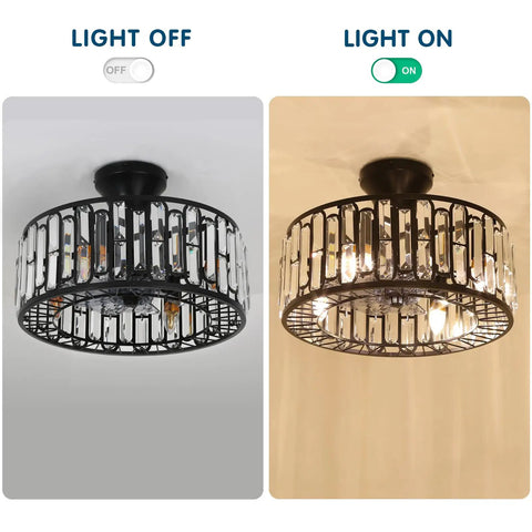 18 Inch Bangin Farmhouse Caged Industrial Ceiling Fan With Lights Whisper Quiet Motor Remote Control, light off and on