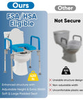 Must-Have Raised Toilet Seat With Handles For Seniors And Elderly Safety, Adjustable Height, Soft-Padded Armrests compared to standard seat.