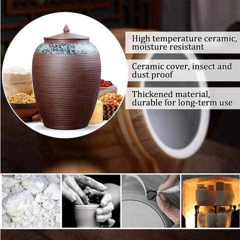 Level Up Your Pantry Setup With This Handmade Ceramic Food Storage Jar Featuring An Airtight Lid To Keep Flour Sugar Coffee Beans And Candy Fresh As New While Dropping Some Serious Cozy Vibe On Your Kitchen Counter, large brown ceramic jar with airtight lid.