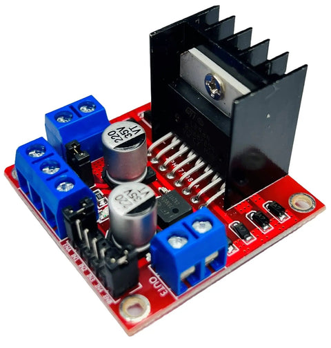 L298N Dual Channel Motor Driver Module with blue connectors and heat sink for Arduino ESP32 ESP8266 Raspberry Pi Four Pack 5V to 35V 2A