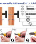 Installation guide for 10 Pack Black Square Bar Cabinet Knobs 2 Inch Matte Black Square Cabinet Pulls with measurements and tools.