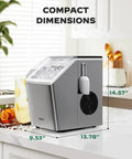 Countertop Ice Maker That Cranks Out 44 Lbs A Day With Dual Water Inlets, crystal clear ice, on kitchen counter