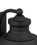 Close-up of Outdoor Wall Lantern 1-Light Exterior Matte Black Sconce with round top detail and weather-resistant finish.