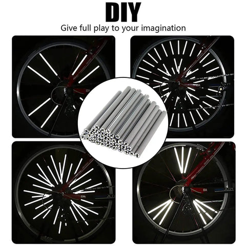 72 Pcs Bicycle Spoke Reflective Strips For Night Riding 360 Degree Visibility Fits Bikes Motorcycles EBikes