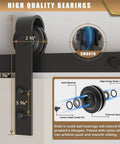 Close-up of Hella Smooth Five Foot Sliding Barn Door Hardware Kit with heavy-duty smooth roller wheel and carbon steel dowel pin.