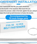 Top Shelf 316 Stainless Steel Conveyor Belt Fasteners 12 Inch Wire Hook Clips for 0.06 To 0.12 Inch PVC PU Belts 12 Pack and 70 inch pins