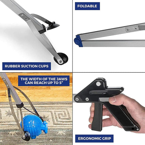 32 Inch Reacher Grabber Tool Set 2 Pack Lightweight Durable Folding Claw with ergonomic handles and rubber suction cups