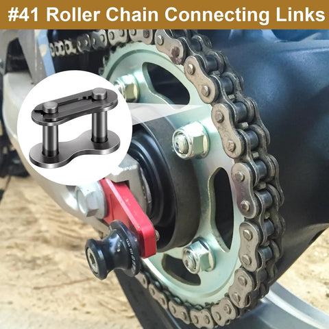 5 Pieces Number 41 Roller Chain Connecting Links Heavy Duty Manganese Steel Master Connector installed on a motorcycle chain