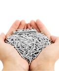 Hands holding Double Headed Skirting Nails With Six Sleeve Tools For Invisible Seamless Baseboard Installation And Trim, value pack of 600 nails