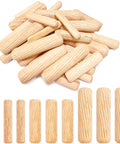 30 Pcs Wooden Dowels Assorted Set Fluted Grooved Dowel Pins In 6mm 8mm 10mm For Crafts Furniture Woodworking DIY Carpentry