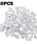 50 piece Clear Shelf Pins Kit With Metal Pins For Cabinets And Wood Shelves Low Profile Transparent Plastic Brackets