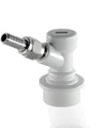 High Grade 304 Stainless Swivel Flare Nuts Match Ball Lock Or Pin Lock Keg Fittings with one quarter inch beer barb and five sixteenths gas barb.