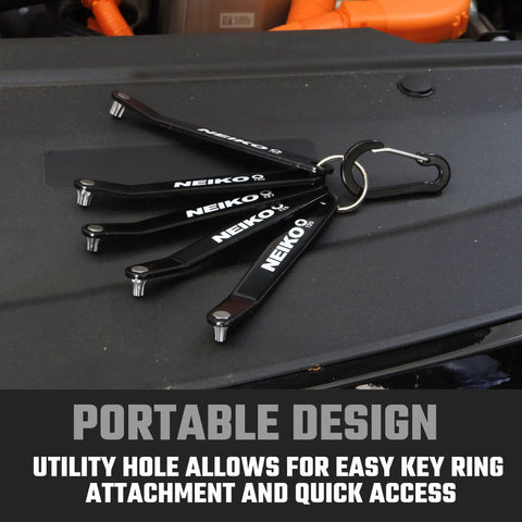 Right Angle Torx Screwdriver Set 5 Piece Bent Offset Tools For Tight Spaces, portable design with key ring attachment