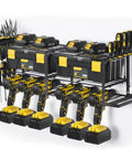 Power Tool Organizer With Six Drill Holders Wall Mounted Heavy Duty Metal Tool Rack Garage Storage Shelf With Side Rows