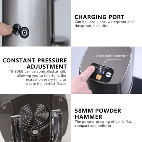 Slick Stainless Steel Coffee Tamper Delivers Dead Flat Packs On Command 58mm Universal Portafilter Fit with pressure adjustment features.
