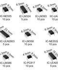 85 Piece DIP IC Starter Kit For DIY Electronics With NE555 Timers LM324 Op Amp LM393 UA741 ULN2803 LM358 LM386 NE5532 ULN2003 PC817