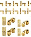 Hidden Brass Barrel Hinges Kit For DIY Jewelry Boxes And Wooden Cabinets, 28-piece set with screwdriver and screws.