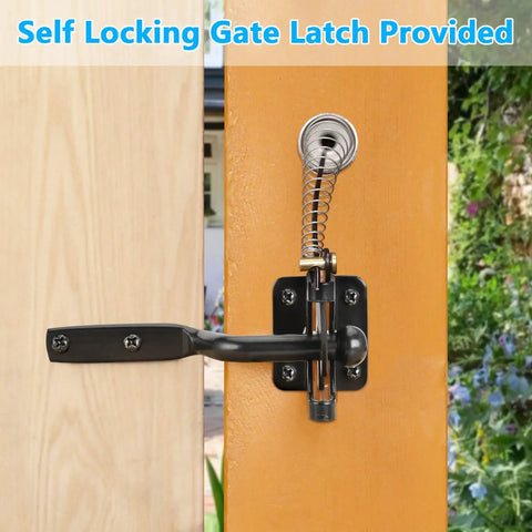 Fence Gate Kit With 90 Degree Hinges And Anti Sag Support for single or double doors with self-locking steel gate latch set