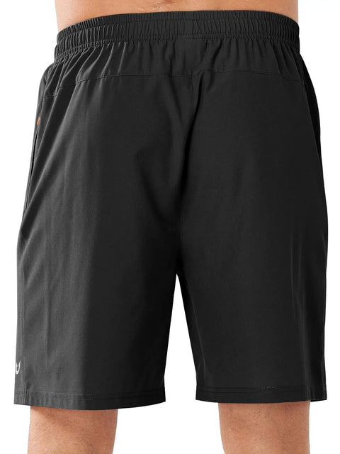 Back view of Mens Quick Dry Running Shorts With Lightweight Breathable Fabric 4 Way Stretch Zip Pockets And Moisture Wicking Comfort