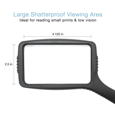 Big Ol Jumbo Size Magnifying Glass With Wide Horizontal Lens 3X Magnification Shockproof Housing Scratch Resistant Design