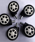 Heavy Duty Dual Roller Office Chair Casters Rolls Smooth And Quiet On Hardwood Floors Universal Replacement Wheels for Gaming Executive Task Chairs built tough.